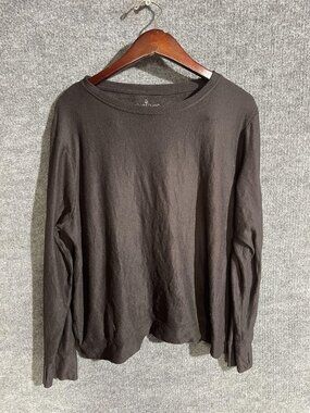 Cuddl Duds Shirt Womens XL Black Crew Neck Long Sleeve Soft Stretch Jersey Top